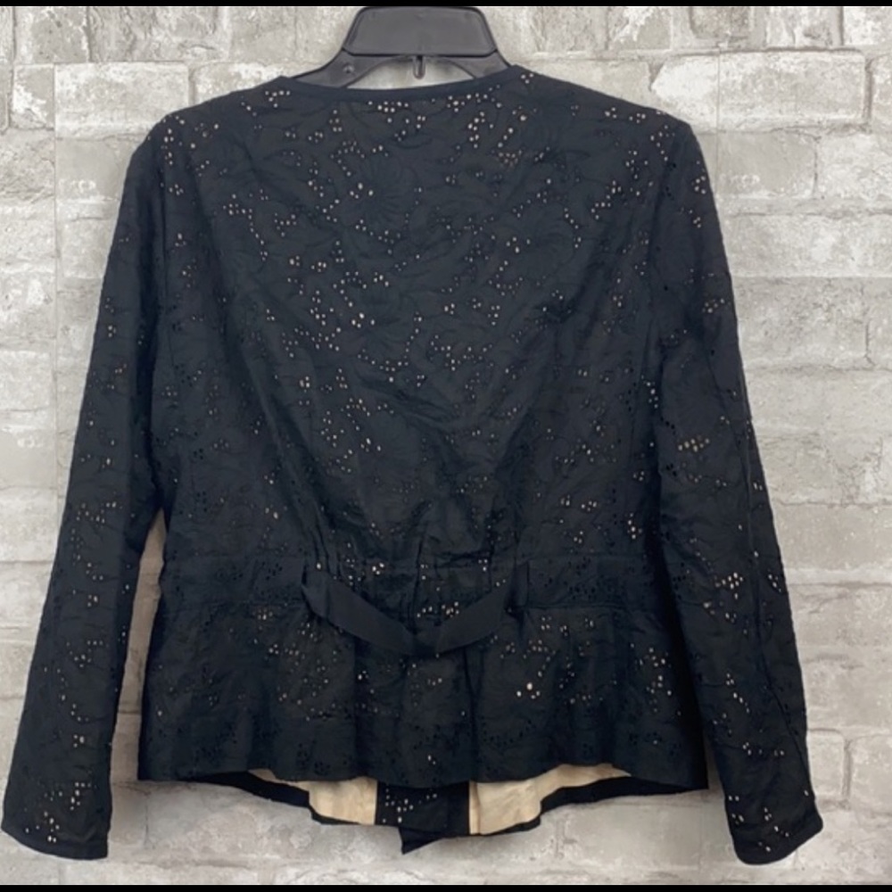 Ann Taylor LOFT black & beige cotton lace lined skirt & jacket set - Picture 5 of 8